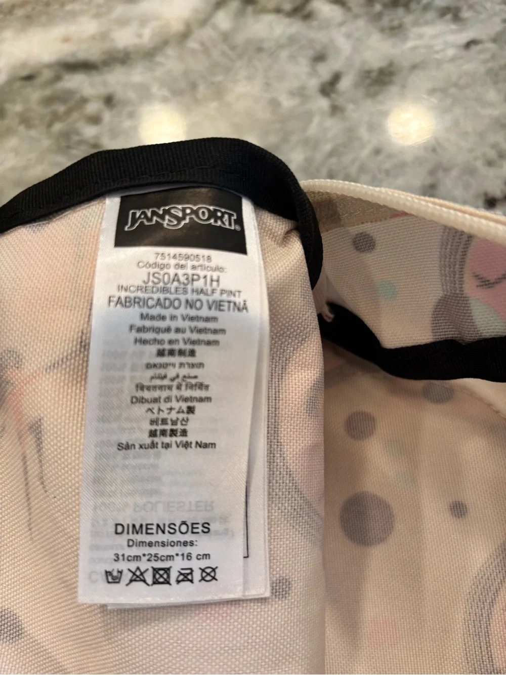 Jansport mini backpack incredibles Violet pattern